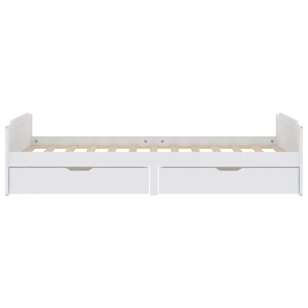 Letto da camera | Giroletto Bianco con Cassetti Legno Massello di Pino 90x200cm - Image 5