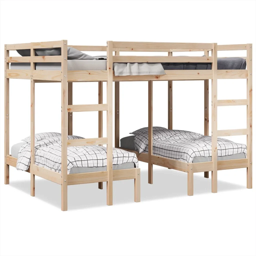 Letto da camera | Giroletto Castello Triplo 140x200/70x140cm Legno Massello Pino - Image 2