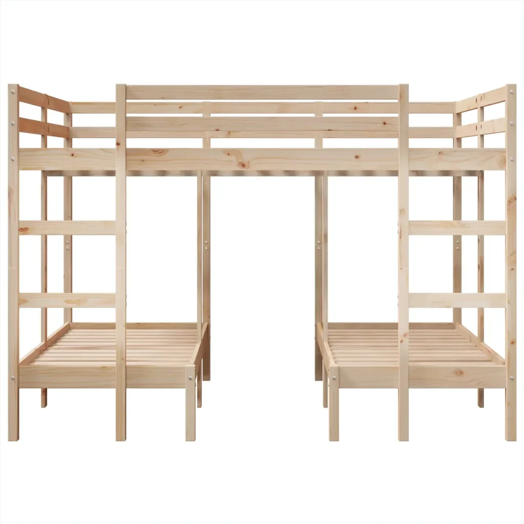 Letto da camera | Giroletto Castello Triplo 140x200/70x140cm Legno Massello Pino - Image 5