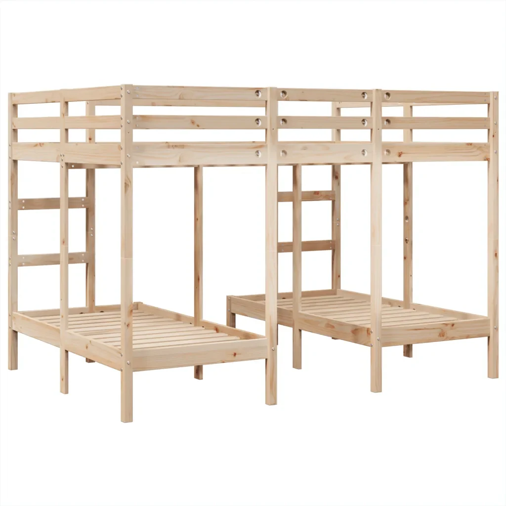 Letto da camera | Giroletto Castello Triplo 140x200/70x140cm Legno Massello Pino - Image 7