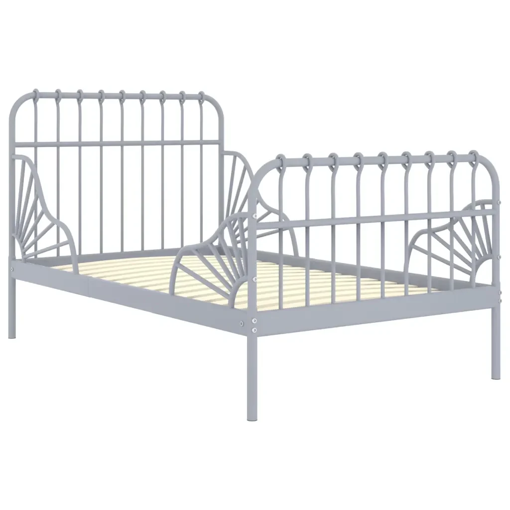 Letto da camera | Giroletto Estendibile Grigio in Metallo 80x130/200 cm - Image 2