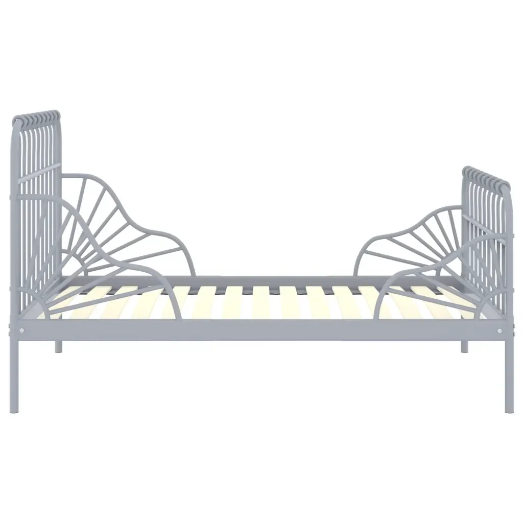 Letto da camera | Giroletto Estendibile Grigio in Metallo 80x130/200 cm - Image 4