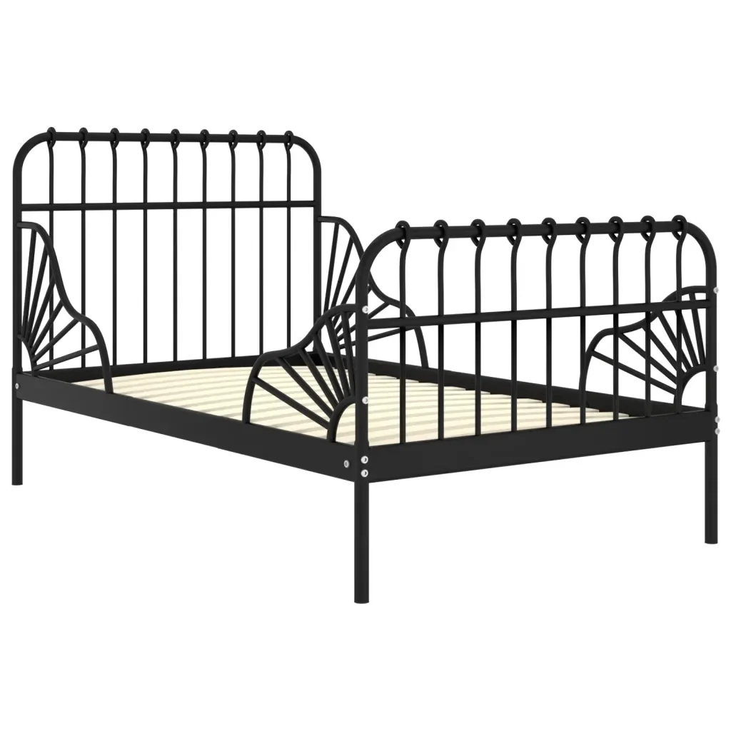 Letto da camera | Giroletto Estendibile Nero in Metallo 80x130/200 cm - Image 2
