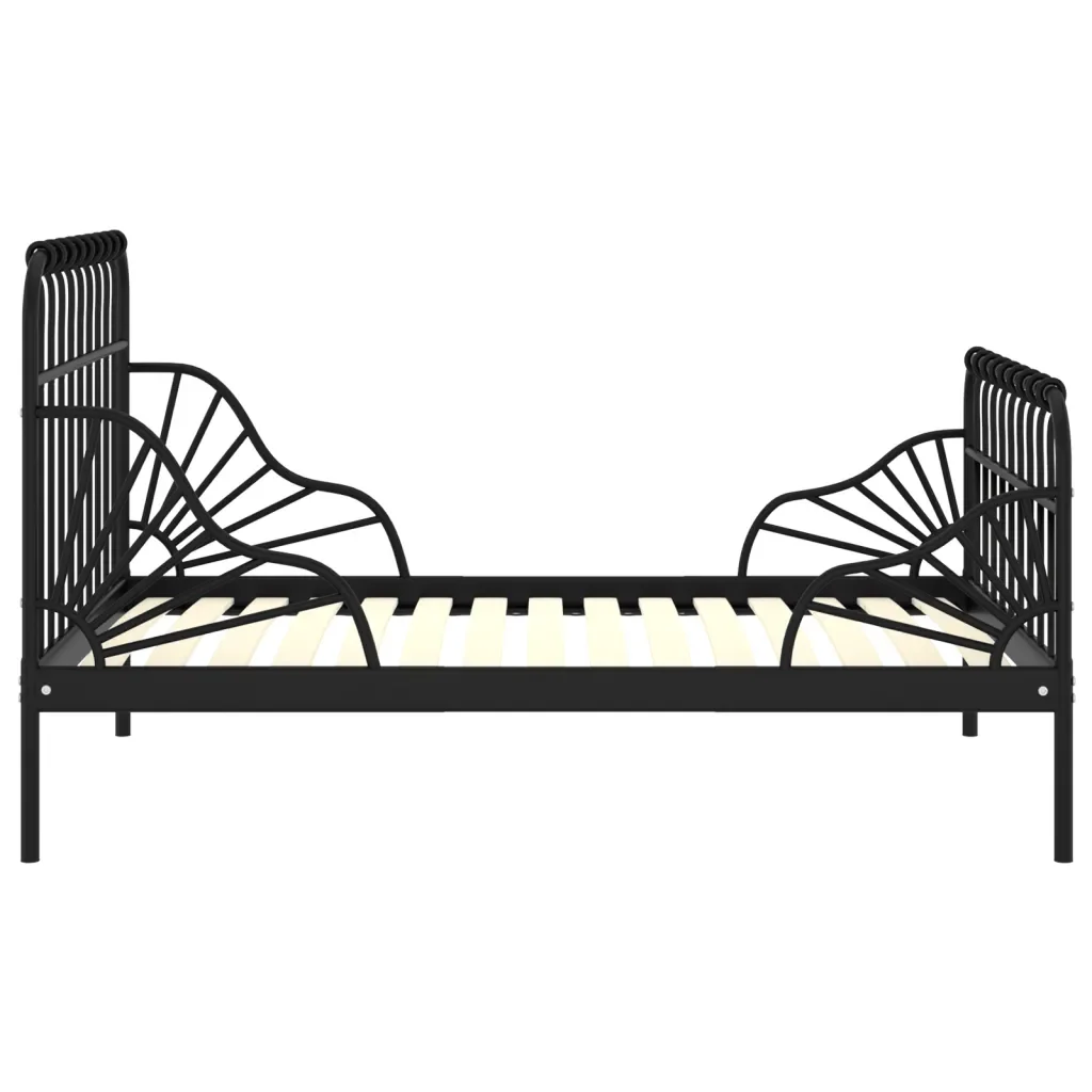 Letto da camera | Giroletto Estendibile Nero in Metallo 80x130/200 cm - Image 3