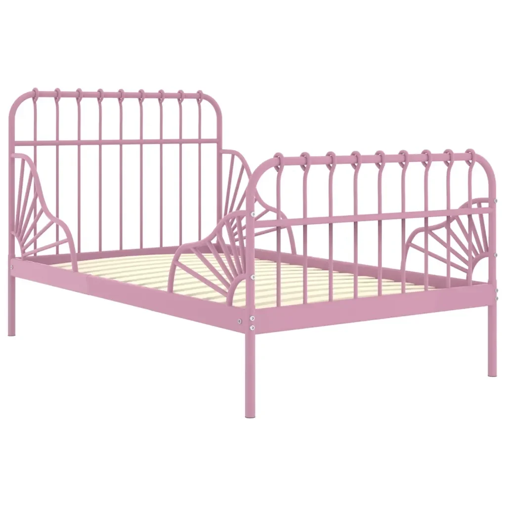 Letto da camera | Giroletto Estendibile Rosa in Metallo 80x130/200 cm - Image 2