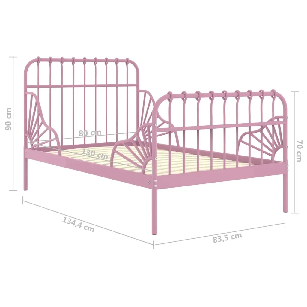 Letto da camera | Giroletto Estendibile Rosa in Metallo 80x130/200 cm - Image 7