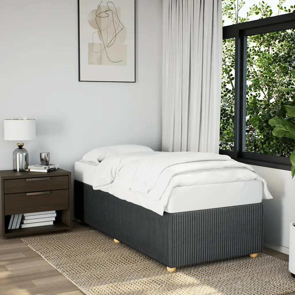 Letto da camera | Giroletto Grigio Scuro Tessuto Singolo - Image 2