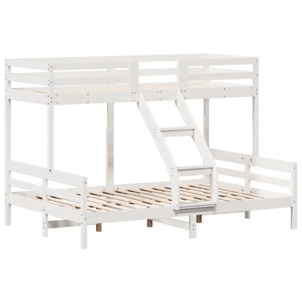 Letto da camera | Letto a Castello 80x200/140x200cm Bianco Legno Massello di Pino - Image 4