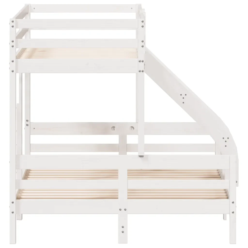 Letto da camera | Letto a Castello 80x200/140x200cm Bianco Legno Massello di Pino - Image 5