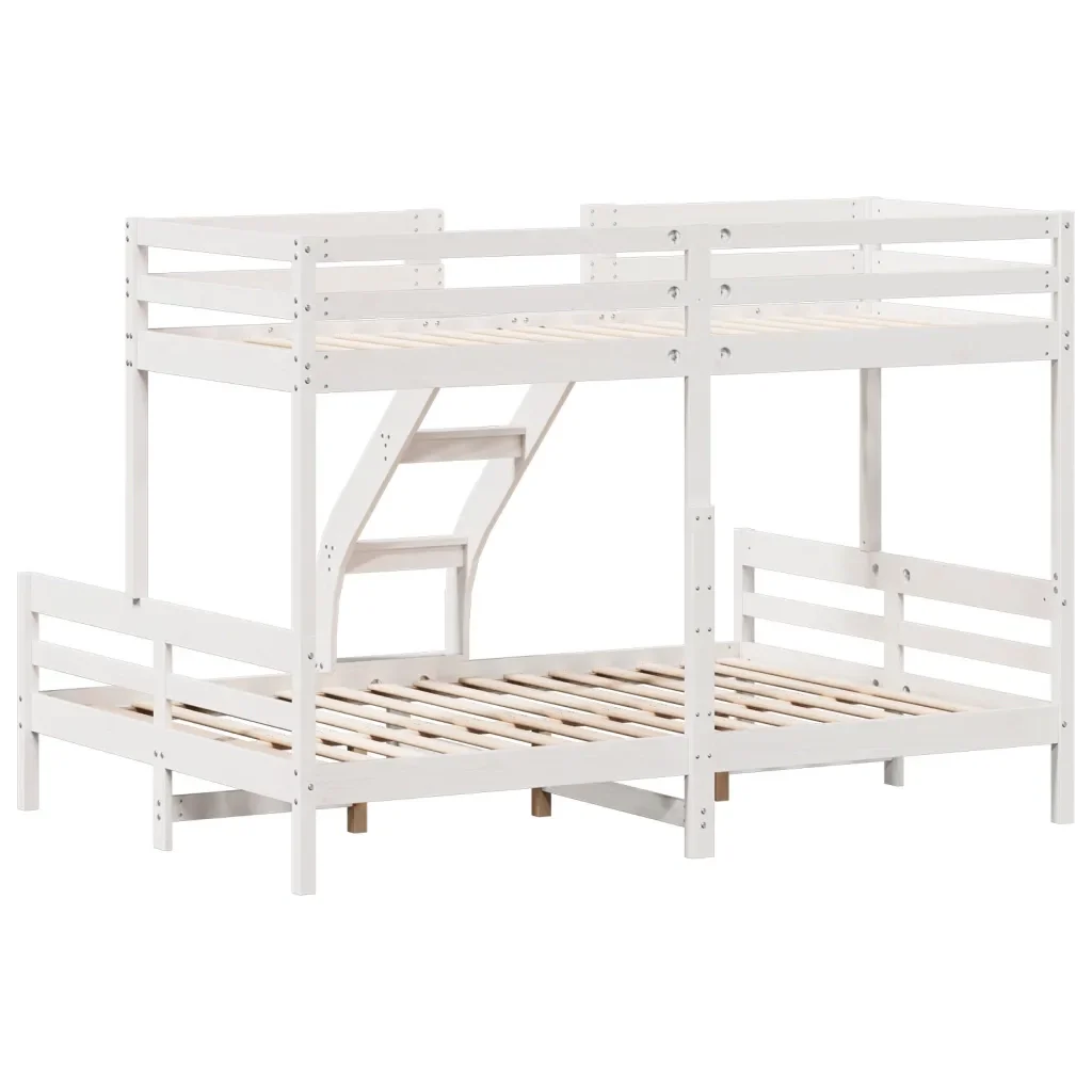 Letto da camera | Letto a Castello 80x200/140x200cm Bianco Legno Massello di Pino - Image 6