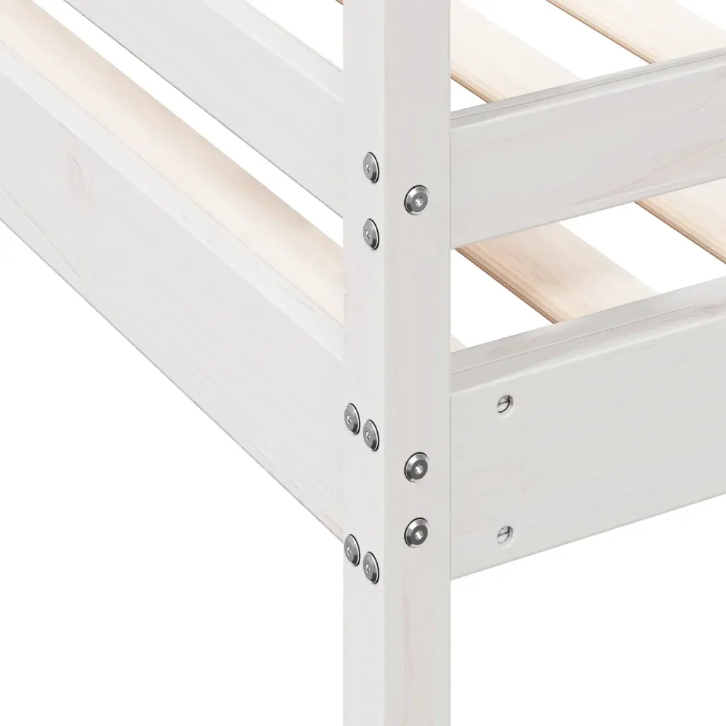 Letto da camera | Letto a Castello 80x200/140x200cm Bianco Legno Massello di Pino - Image 7