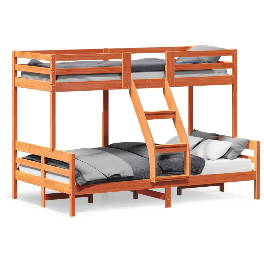 Letto da camera | Letto a Castello 90x200/120x200 cm Marrone Cera Massello Pino