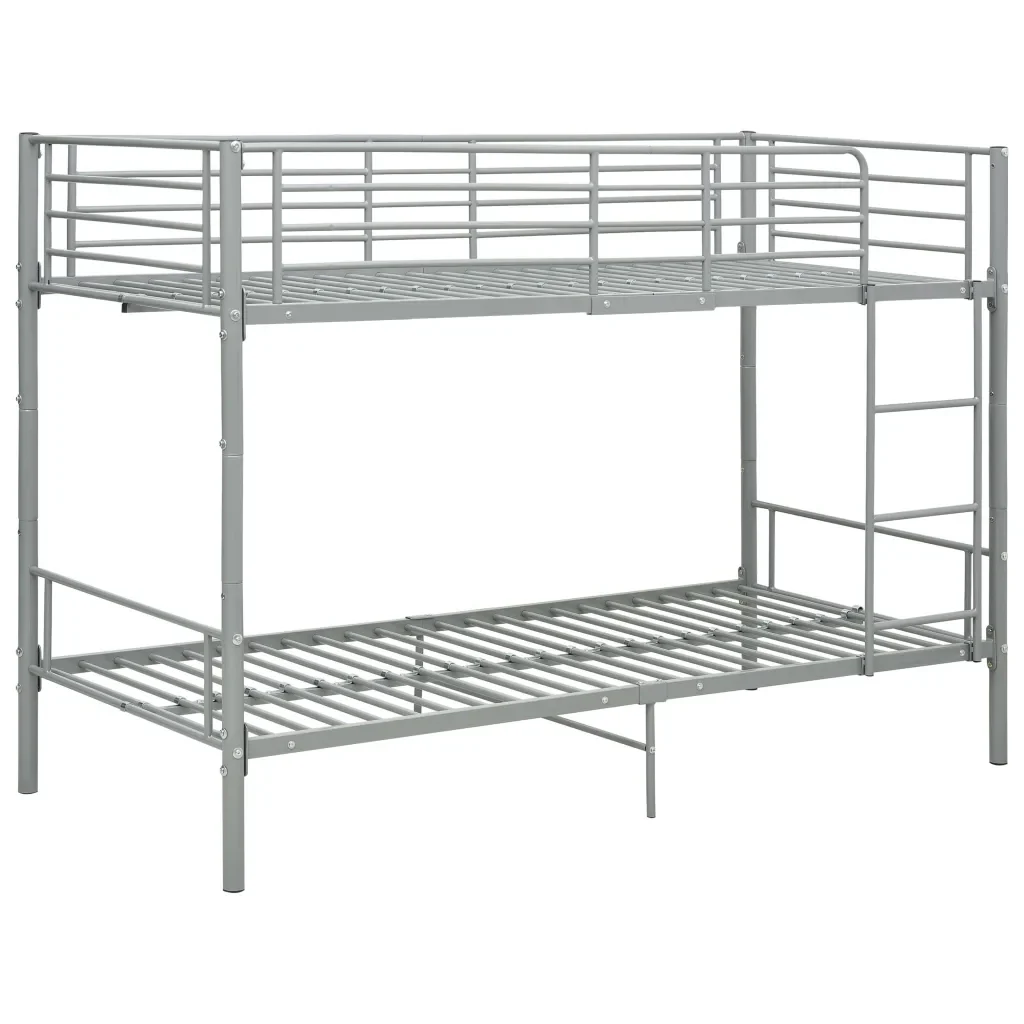 Letto da camera | Letto a Castello Grigio in Metallo 90x200 cm - Image 2