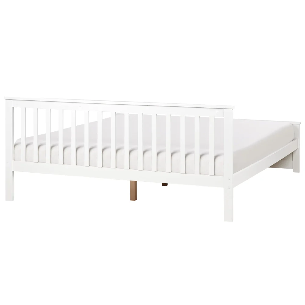 Letto in legno di pino bianco Dimensioni singole 90 x 200 Testiera a doghe minimalista - Image 3