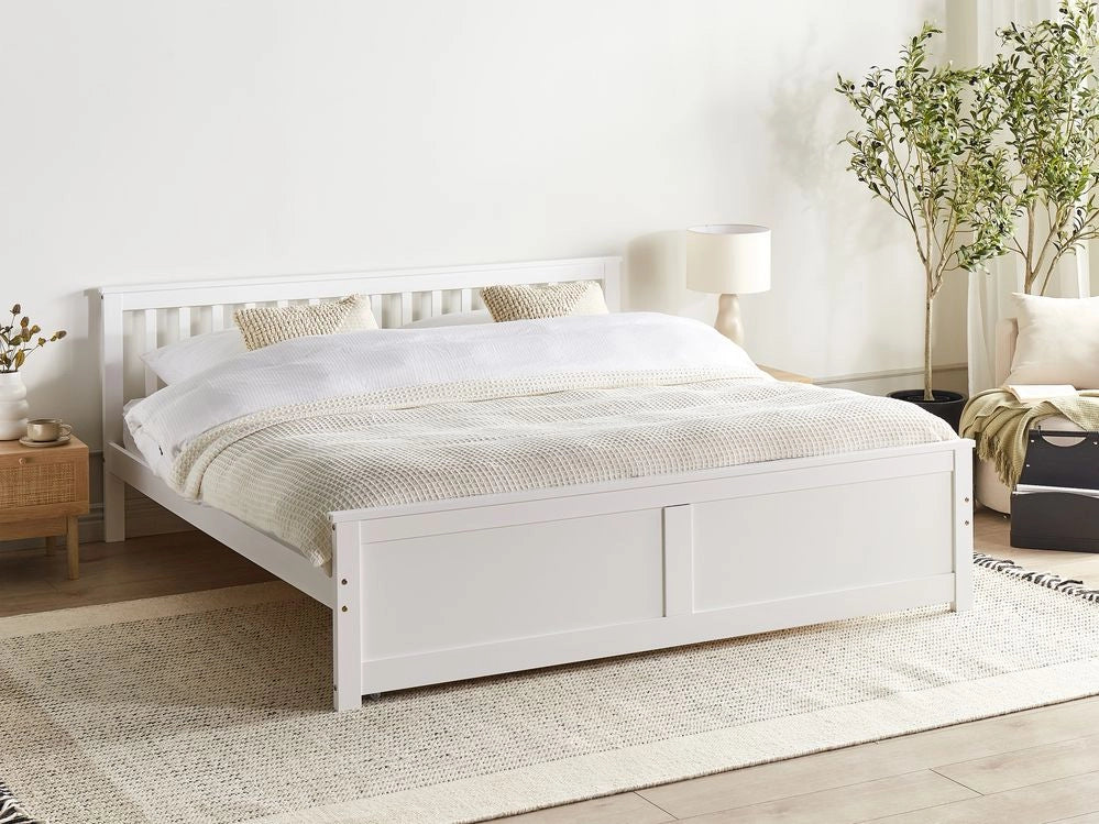 Letto in legno di pino bianco Dimensioni singole 90 x 200 Testiera a doghe minimalista - Image 4
