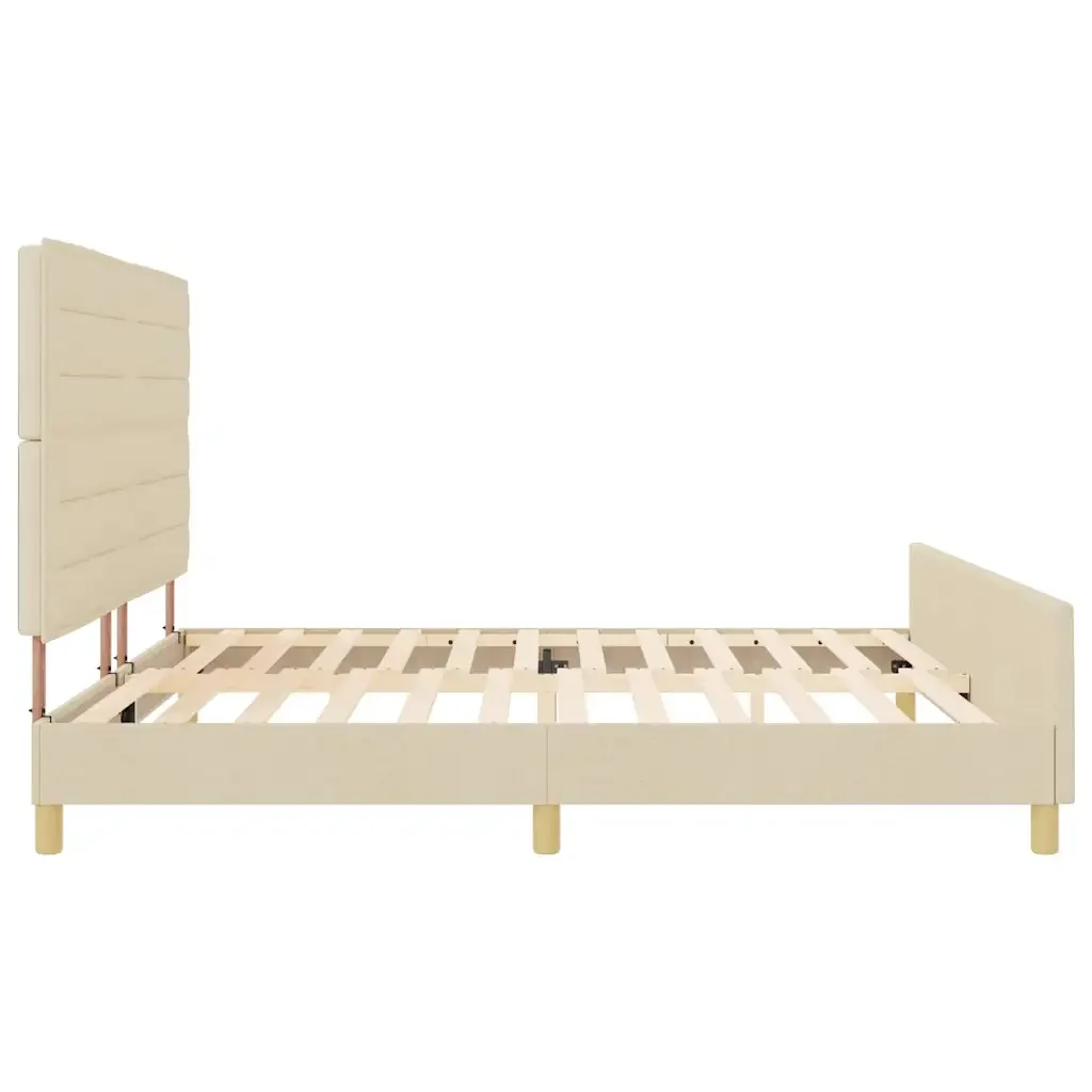 Struttura del letto con testiera Crema 200 x 200 cm Tessuto 3344681 - Image 8