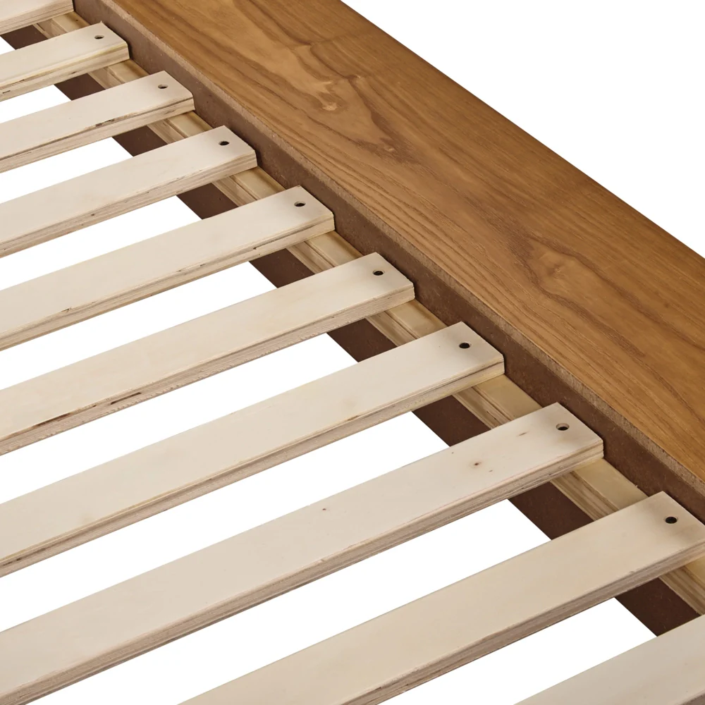 Letto LED in stile giapponese in frassino naturale 180 x 200 cm testata in legno impiallacciato bouclé tortora camera da letto a basso profilo - Image 8