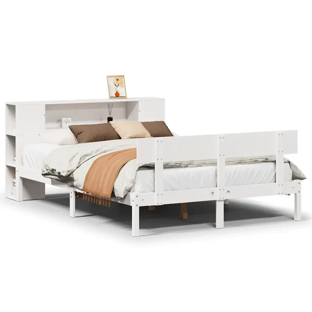 Letto Libreria senza Materasso Bianco 120x190 cm Legno di Pino 3321767 - Image 2
