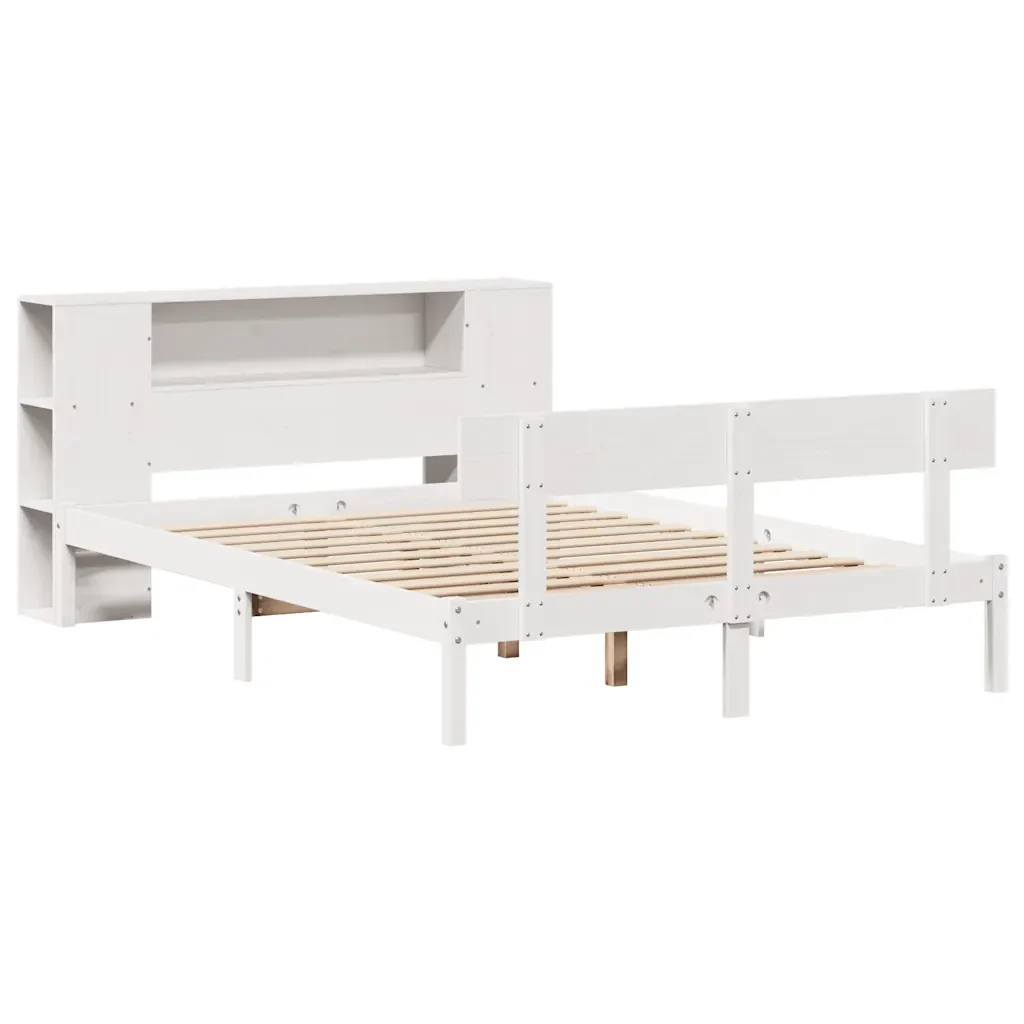 Letto Libreria senza Materasso Bianco 120x190 cm Legno di Pino 3321767 - Image 3