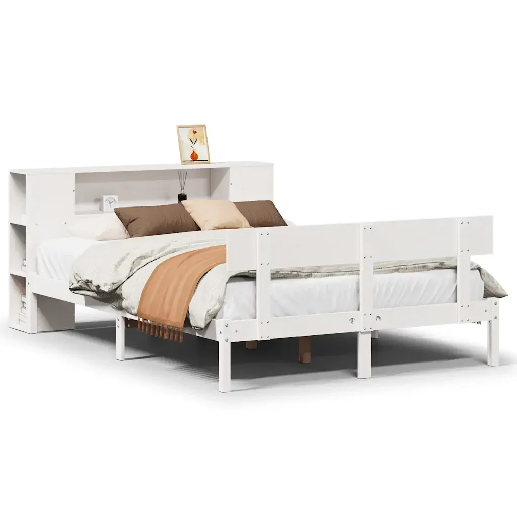 Letto Libreria senza Materasso Bianco 120x200 cm Legno di Pino 3321773 - Image 2