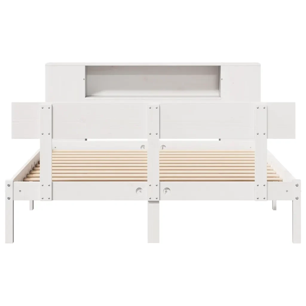 Letto Libreria senza Materasso Bianco 120x200 cm Legno di Pino 3321773 - Image 4