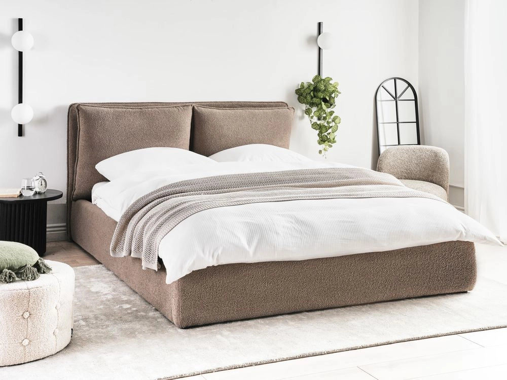 Letto matrimoniale marrone con contenitore 160 x 200 cm camera da letto moderna - Image 4