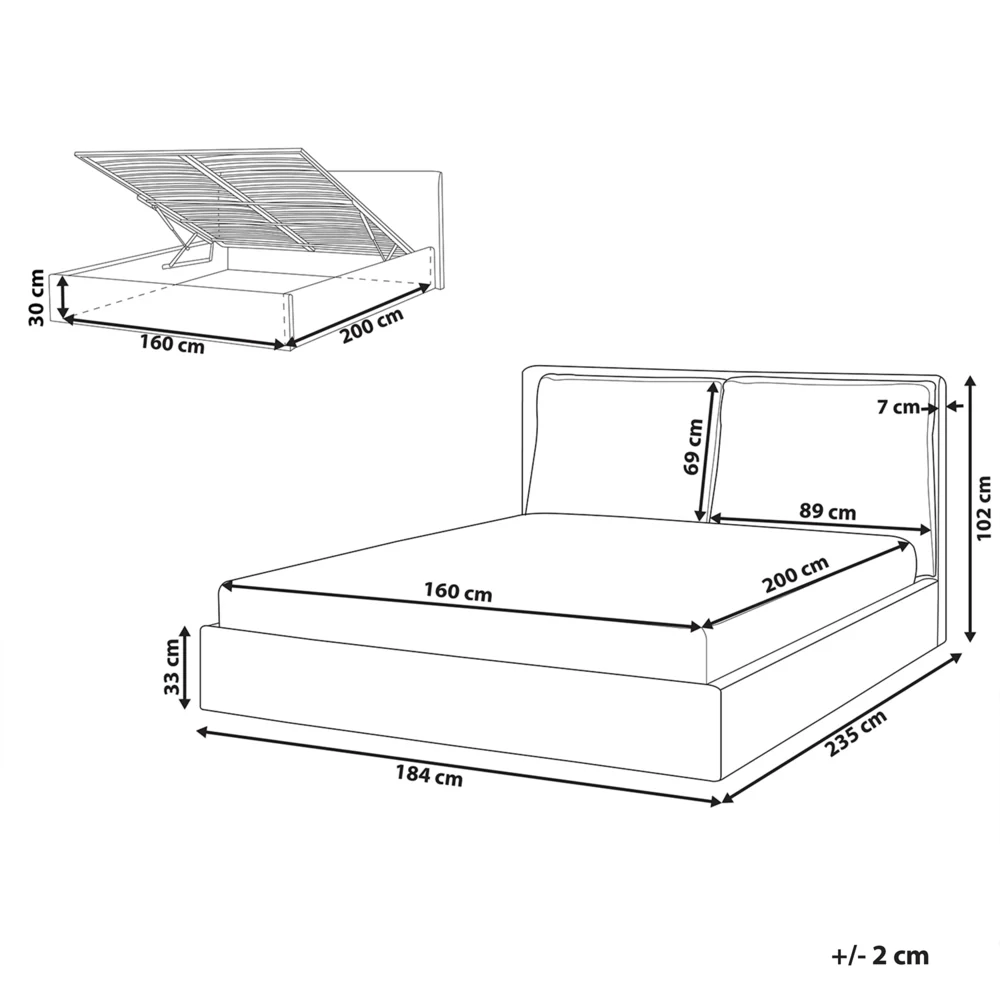 Letto matrimoniale marrone con contenitore 160 x 200 cm camera da letto moderna - Image 5