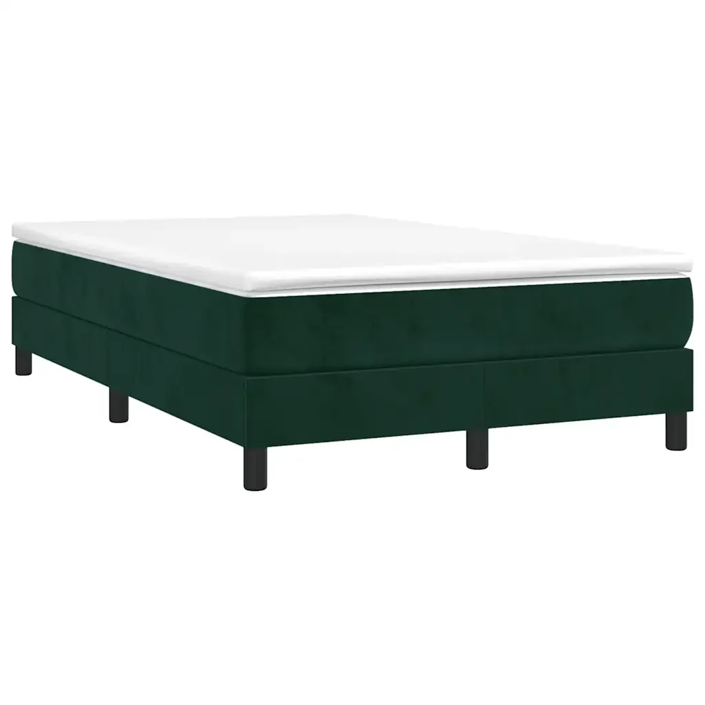 Letto matrimoniale | Letto per adulti | Giroletto a Molle con Materasso Verde Scuro 120x190 cm Velluto
