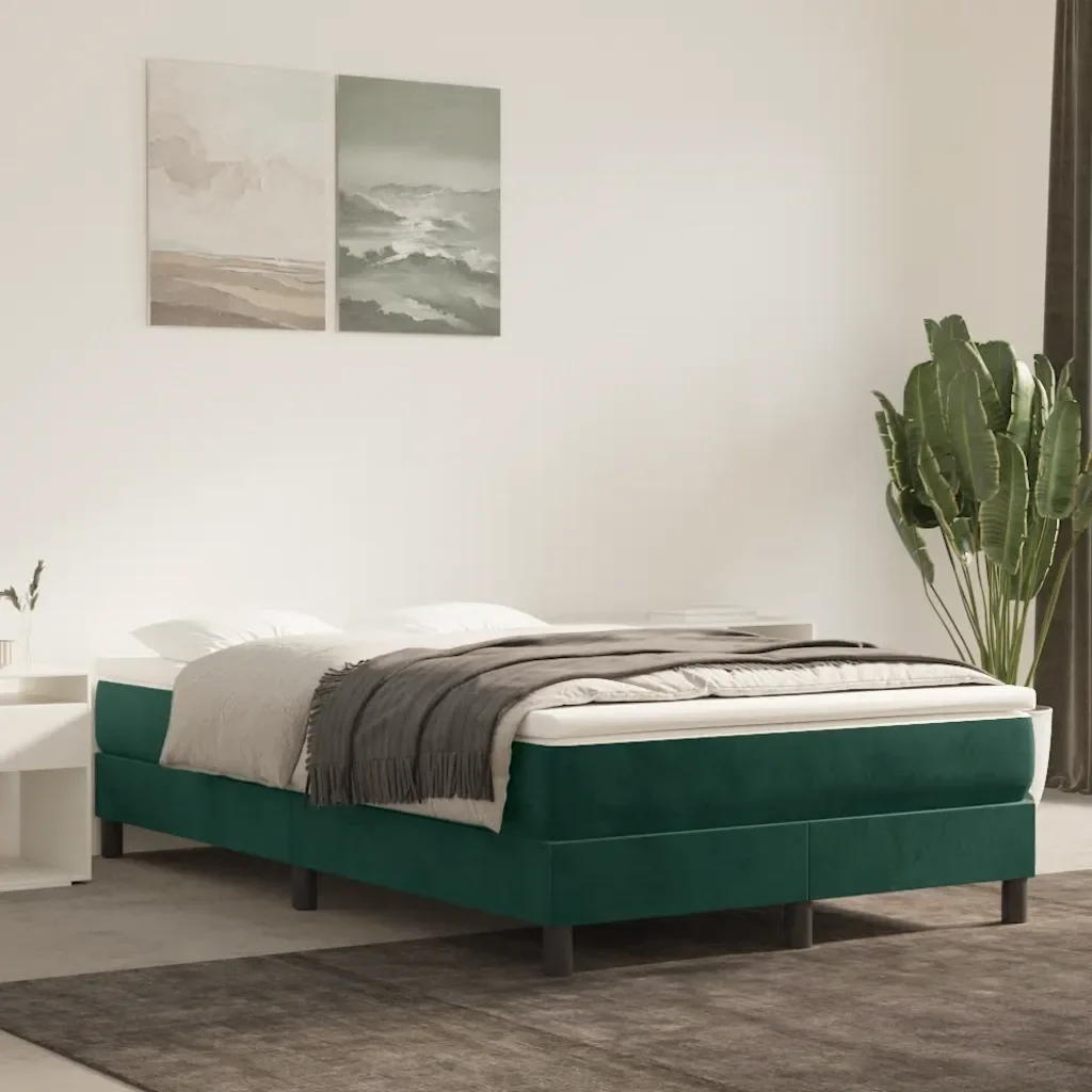 Letto matrimoniale | Letto per adulti | Giroletto a Molle con Materasso Verde Scuro 120x190 cm Velluto - Image 4