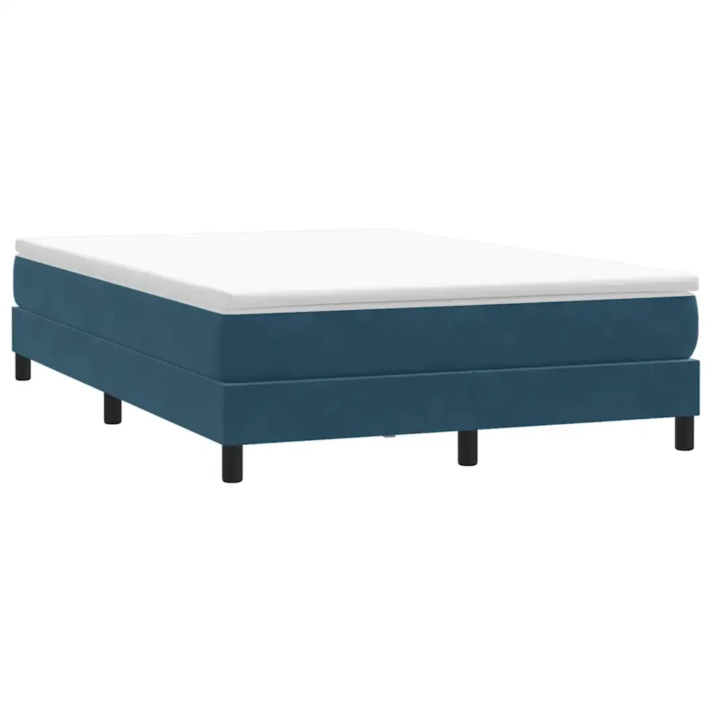 Letto matrimoniale | Letto per adulti | Giroletto a Molle senza Materasso Blu Scuro 140x210 cm Velluto - Image 2