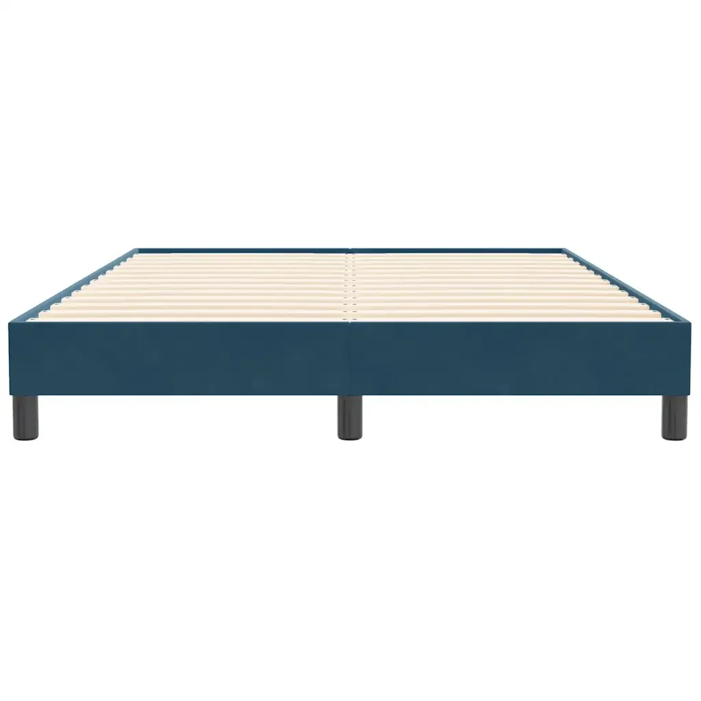 Letto matrimoniale | Letto per adulti | Giroletto a Molle senza Materasso Blu Scuro 160x210 cm Velluto - Image 5