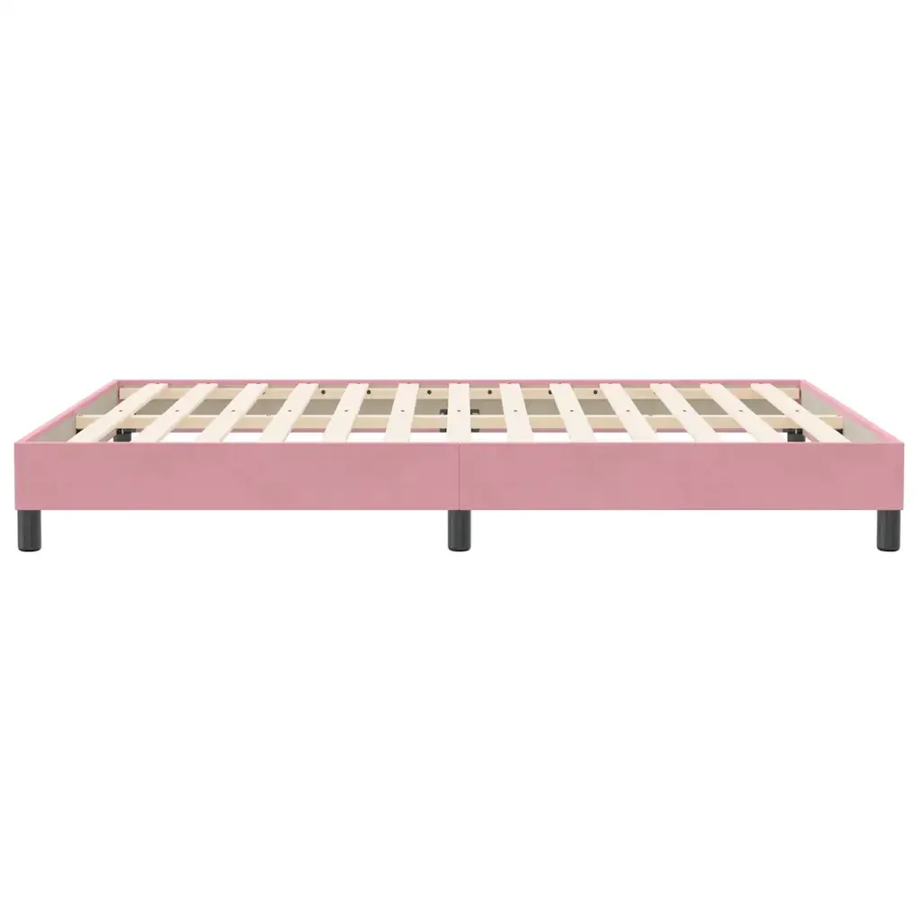 Letto matrimoniale | Letto per adulti | Giroletto a Molle senza Materasso Rosa 140x210 cm in Velluto - Image 6