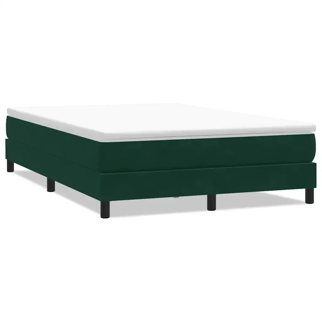 Letto matrimoniale | Letto per adulti | Giroletto a Molle senza Materasso Verde Scuro 140x210cm Velluto