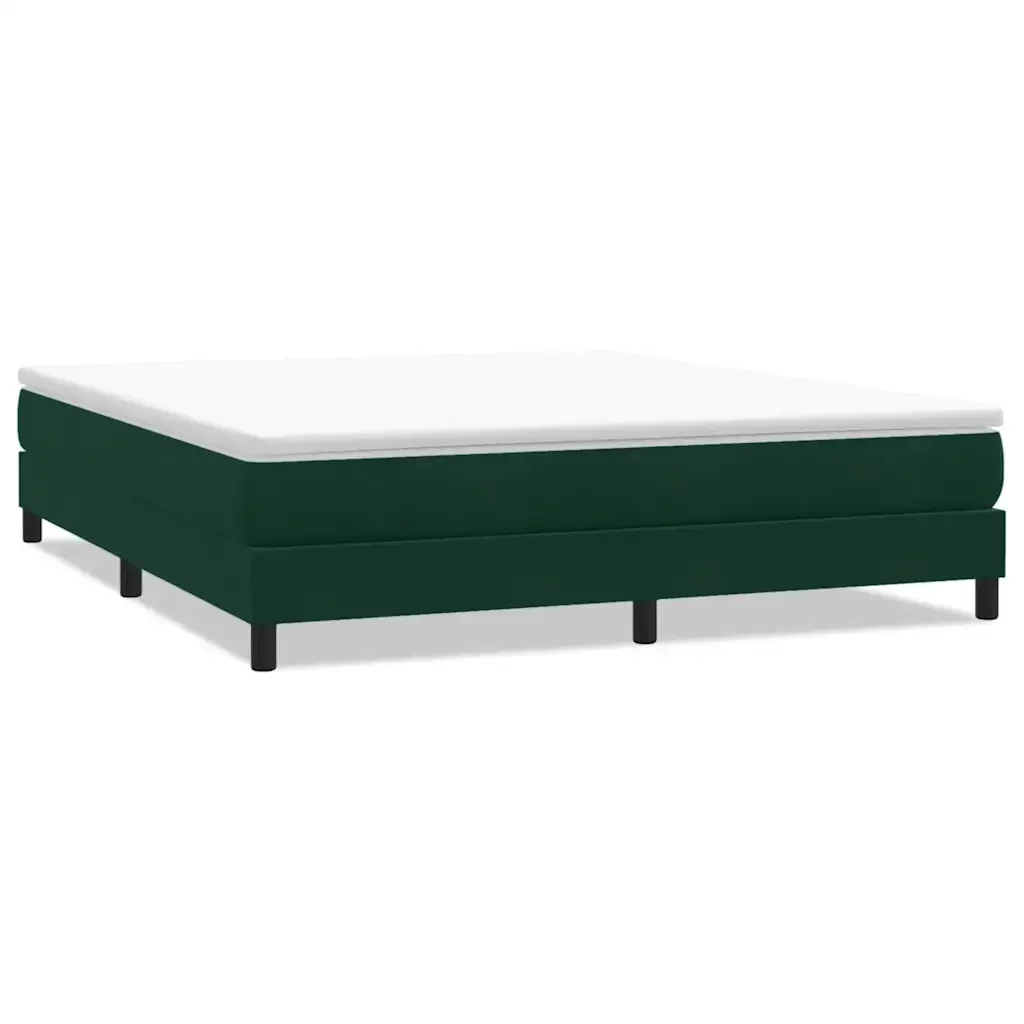Letto matrimoniale | Letto per adulti | Giroletto a Molle senza Materasso Verde Scuro 180x210cm Velluto