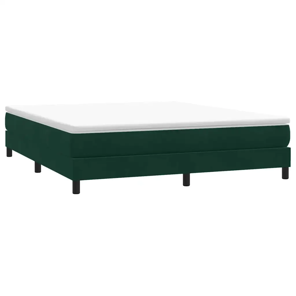 Letto matrimoniale | Letto per adulti | Giroletto a Molle senza Materasso Verde Scuro 180x210cm Velluto - Image 2