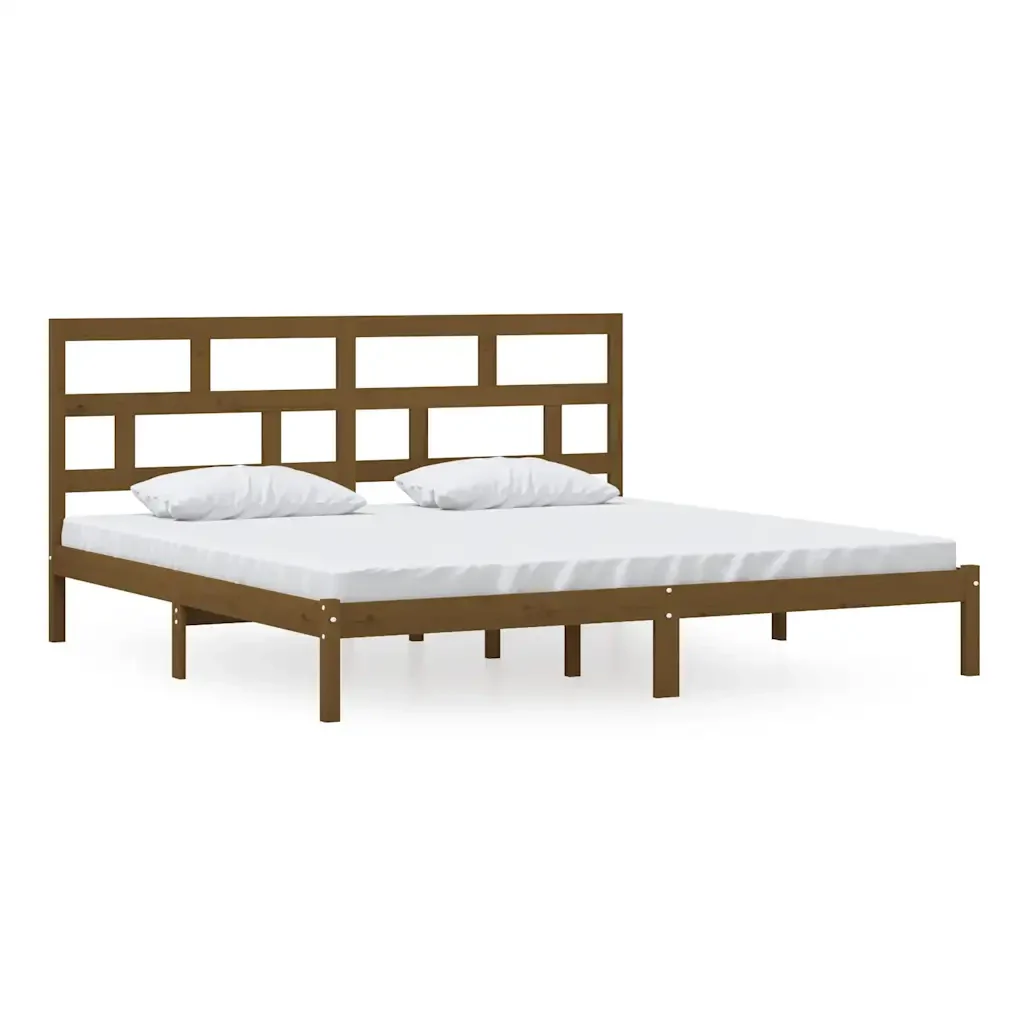 Letto matrimoniale | Letto per adulti | Giroletto Ambra senza Materasso in Legno di Pino 200x200 cm