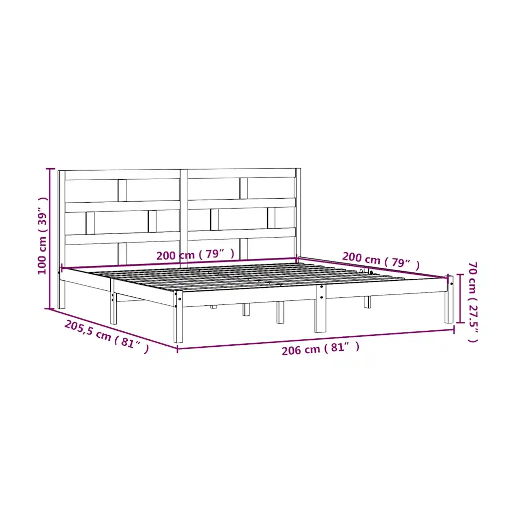 Letto matrimoniale | Letto per adulti | Giroletto Ambra senza Materasso in Legno di Pino 200x200 cm - Image 10