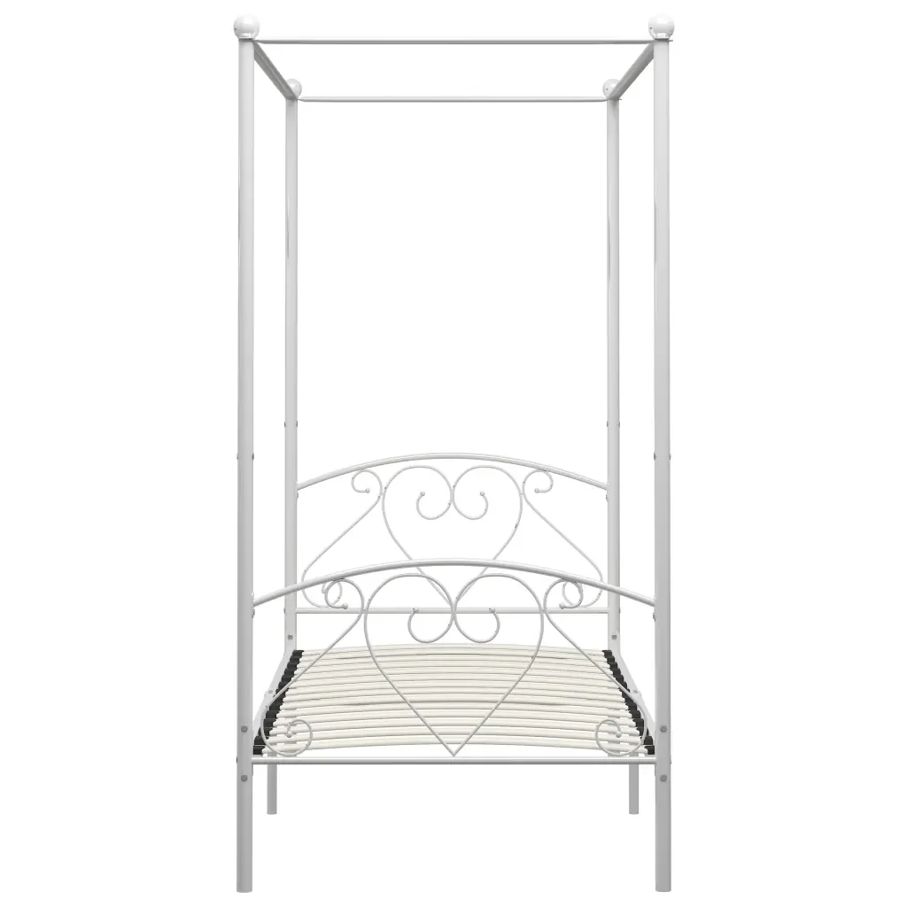 Letto matrimoniale | Letto per adulti | Giroletto Baldacchino senza Materasso Bianco 120x200 cm Metallo - Image 4