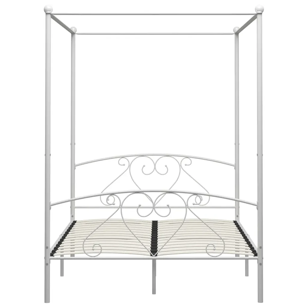 Letto matrimoniale | Letto per adulti | Giroletto Baldacchino senza Materasso Bianco 140x200 cm Metallo - Image 3
