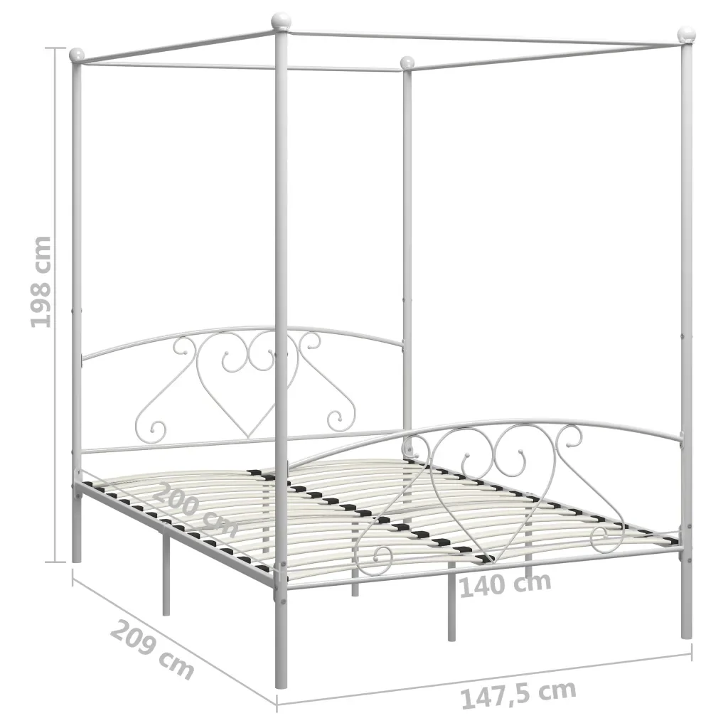 Letto matrimoniale | Letto per adulti | Giroletto Baldacchino senza Materasso Bianco 140x200 cm Metallo - Image 5