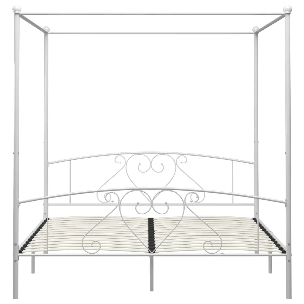Letto matrimoniale | Letto per adulti | Giroletto Baldacchino senza Materasso Bianco 180x200 cm Metallo - Image 3