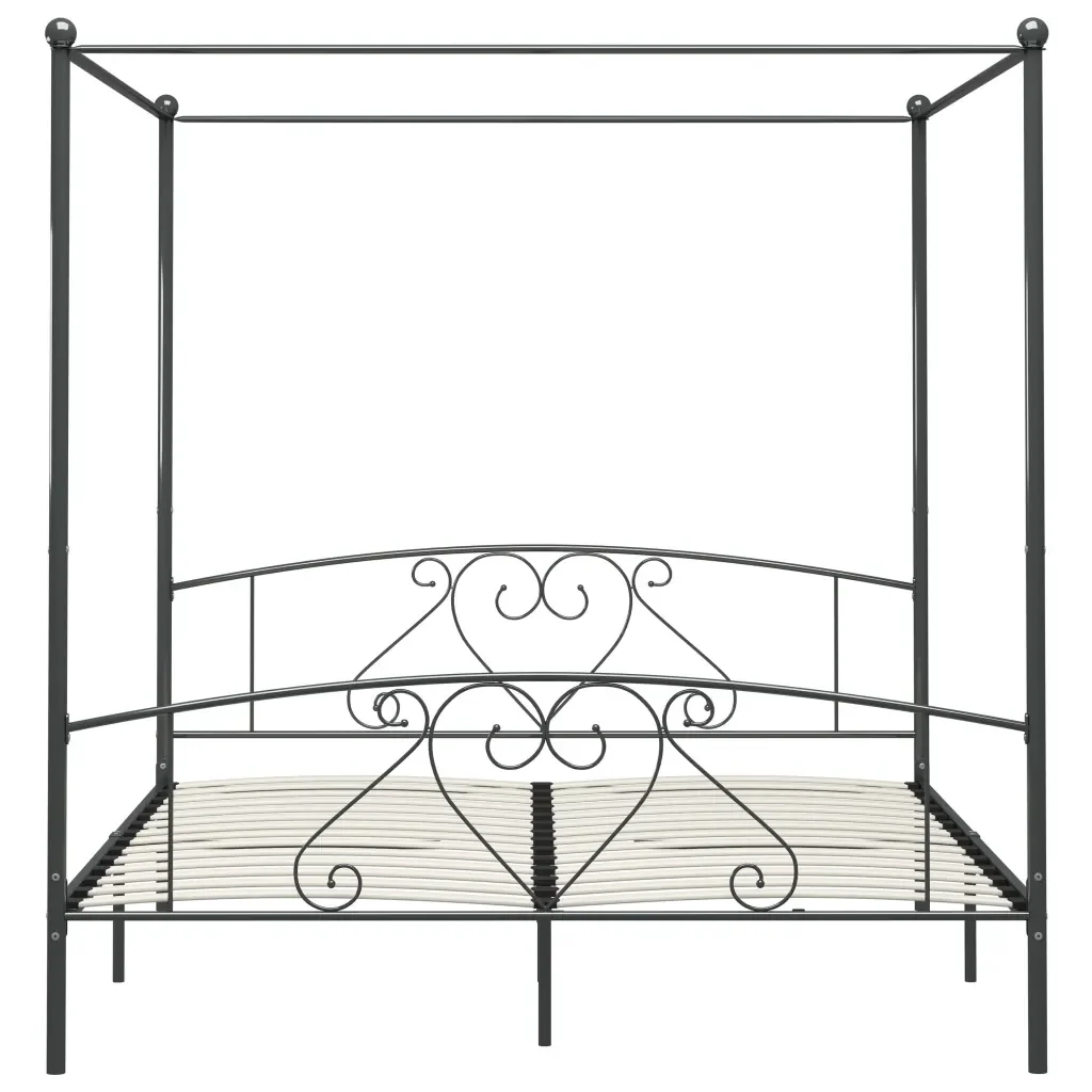 Letto matrimoniale | Letto per adulti | Giroletto Baldacchino senza Materasso Grigio 180x200 cm Metallo - Image 4