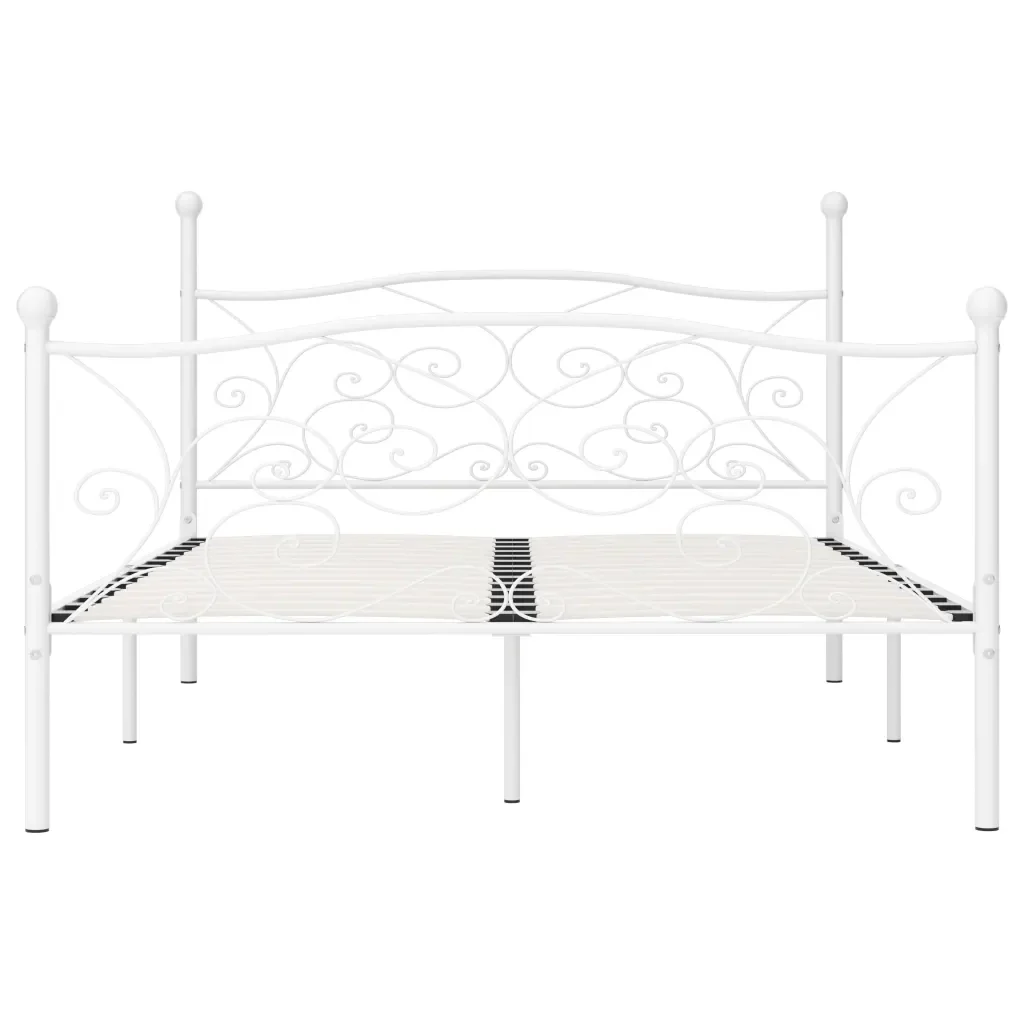 Letto matrimoniale | Letto per adulti | Giroletto Base con Doghe Bianco in Metallo 120x200 cm - Image 4