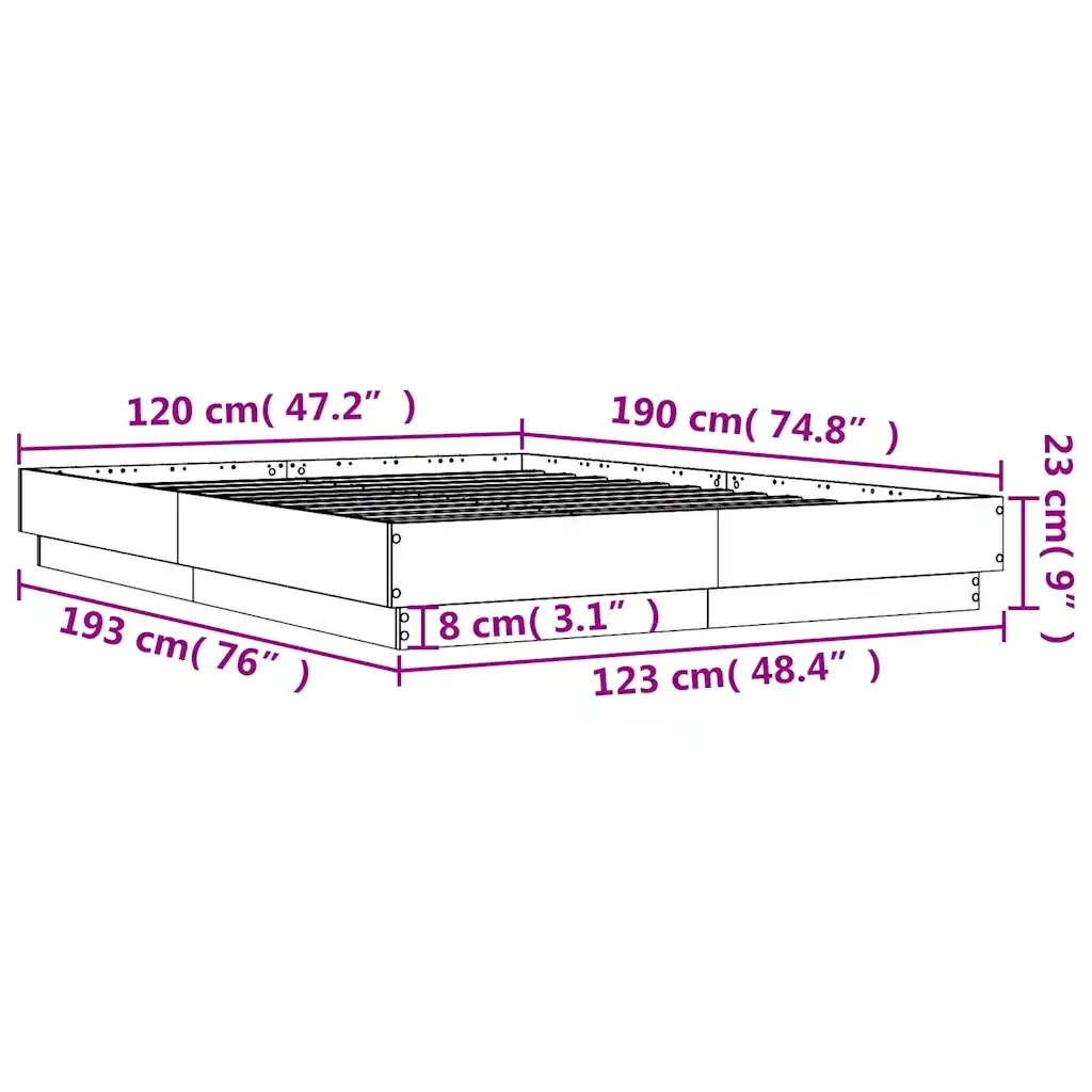 Letto matrimoniale | Letto per adulti | Giroletto Bianco 120x190 cm in Legno Multistrato - Image 8