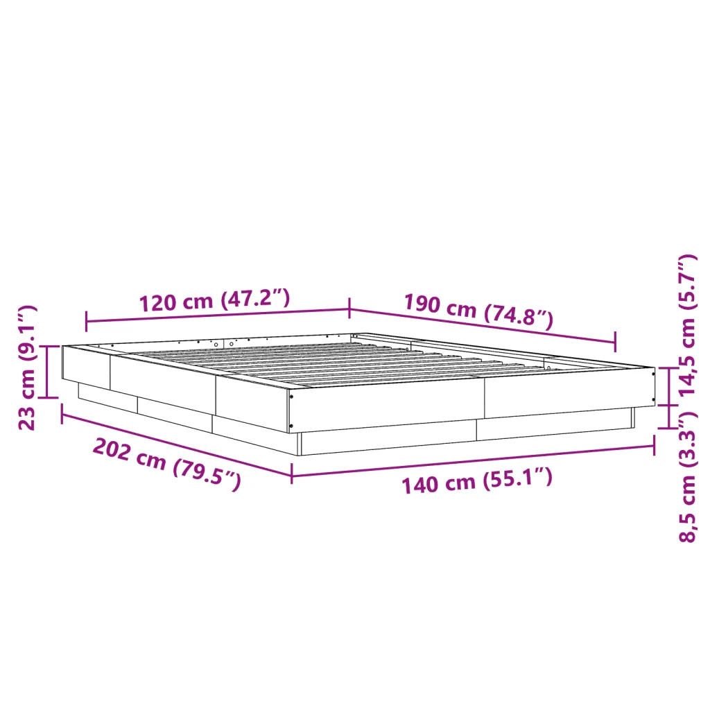 Letto matrimoniale | Letto per adulti | Giroletto Bianco 120x190 cm in Legno Multistrato - Image 10