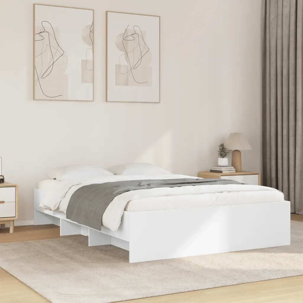 Letto matrimoniale | Letto per adulti | Giroletto Bianco 120x190 cm in Legno Multistrato - Image 2