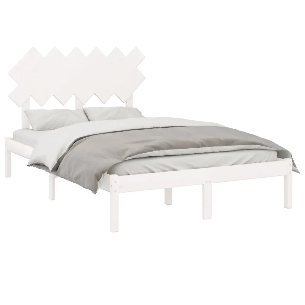 Letto matrimoniale | Letto per adulti | Giroletto Bianco 120x200 cm in Legno Massello - Image 3