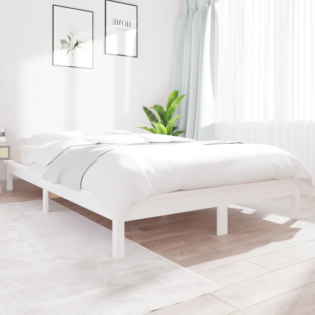 Letto matrimoniale | Letto per adulti | Giroletto Bianco 120x200 cm in Legno Massello di Pino - Image 2