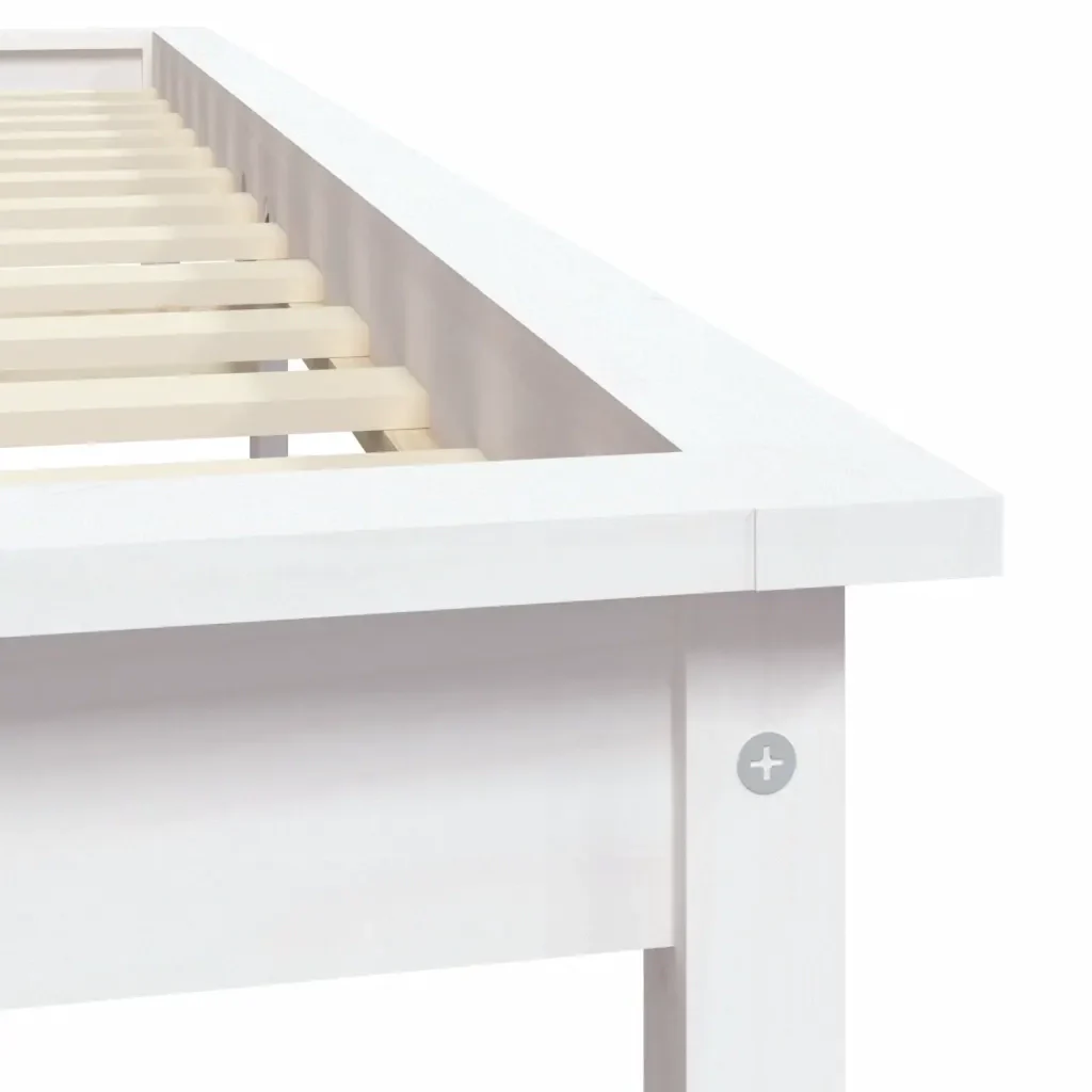 Letto matrimoniale | Letto per adulti | Giroletto Bianco 120x200 cm in Legno Massello di Pino - Image 7