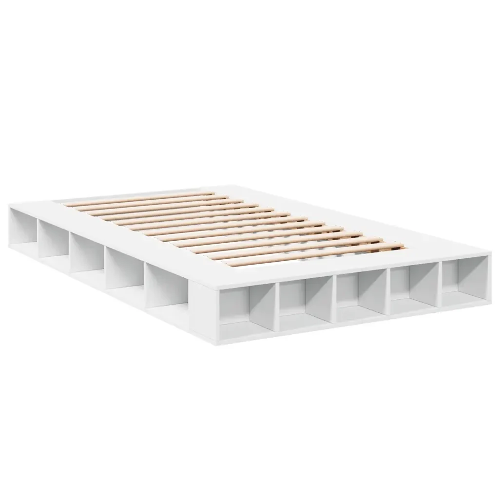 Letto matrimoniale | Letto per adulti | Giroletto Bianco 120x200 cm in Legno Multistrato - Image 4
